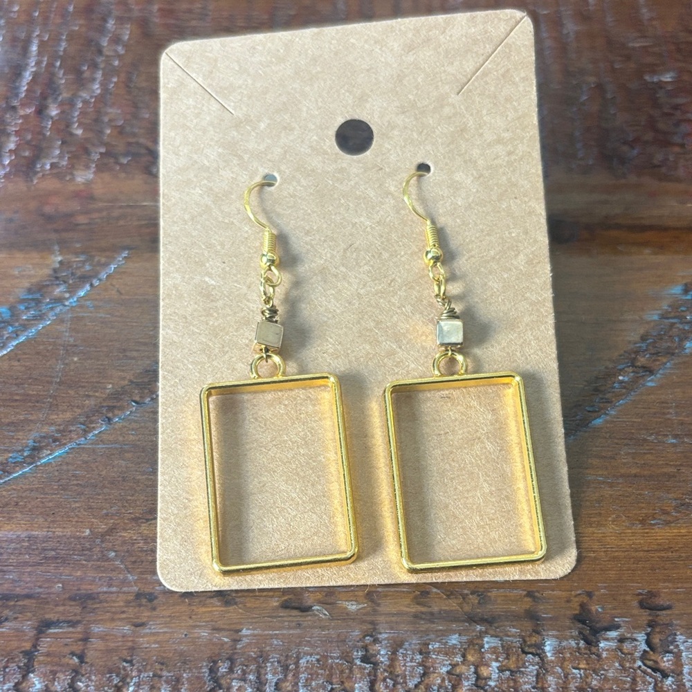 Elegant Gold Rectangle Earrings